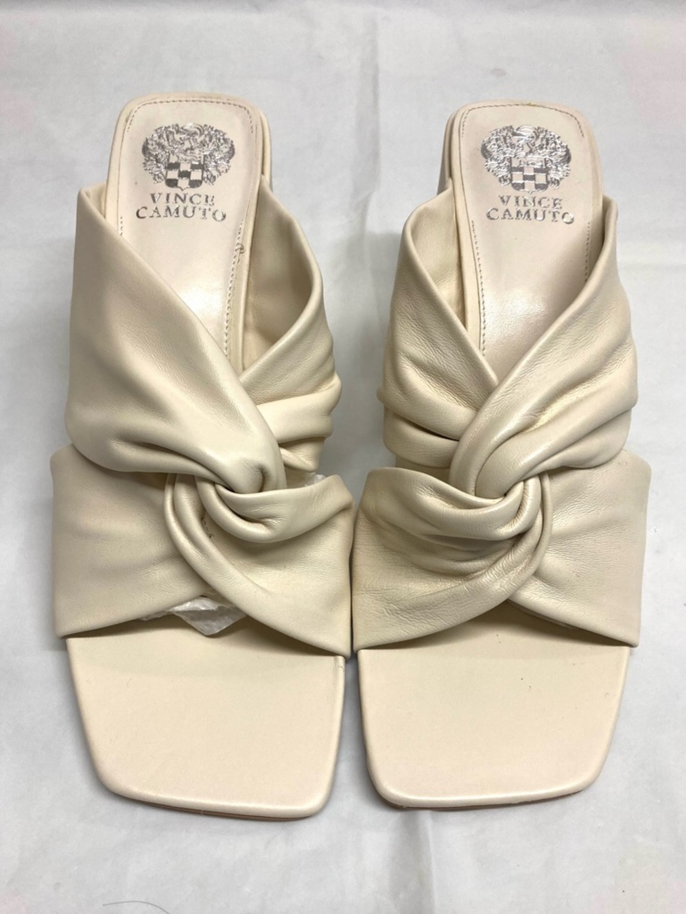 NWOT Vince Camuto Leather Crossband Block Heel Slide/Sandal - Picture 2 of 15